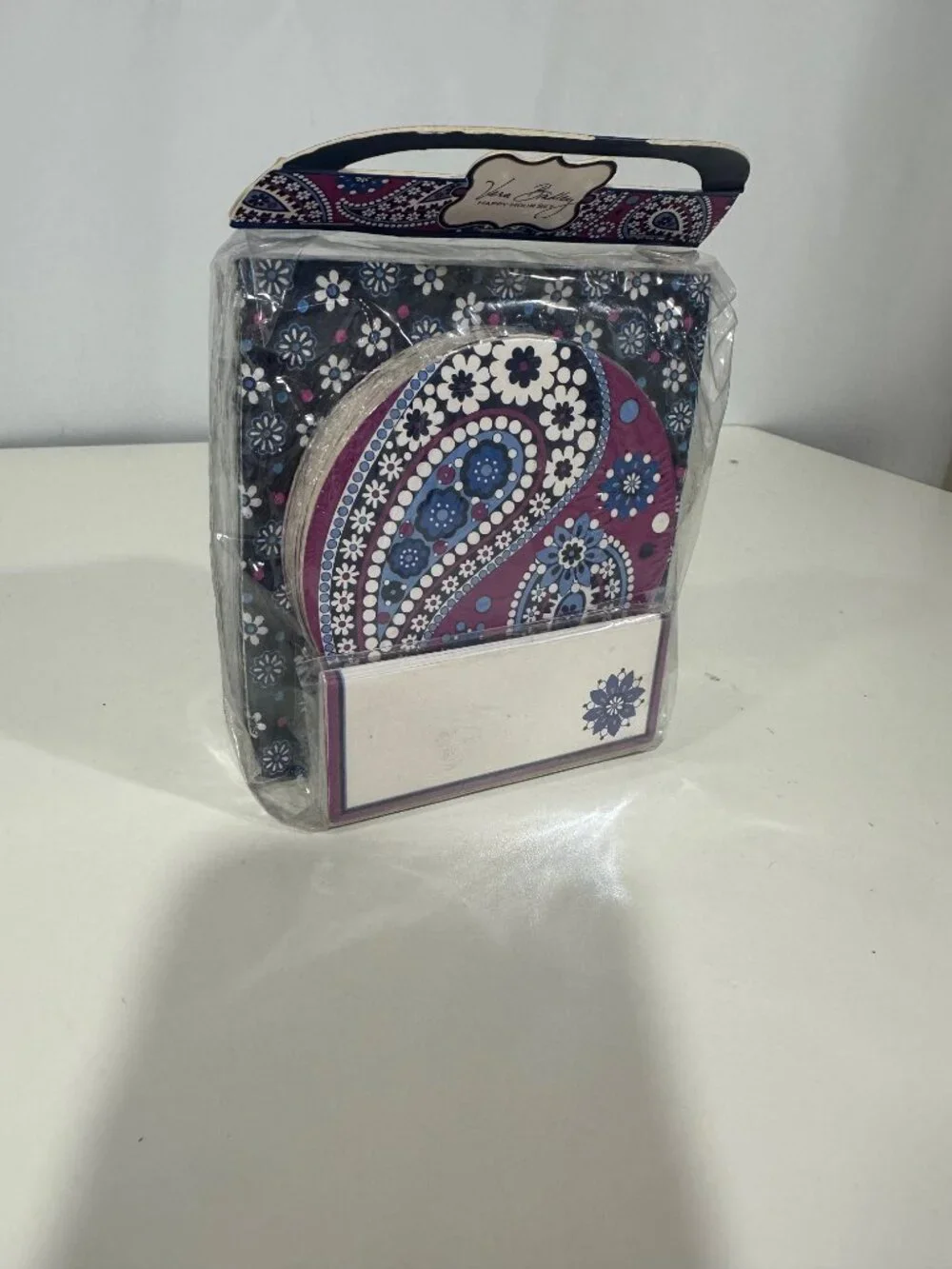 NWT Vera Bradley Boysenberry Happy Hour Set NIP Cocktail Napkins Coasters Cards
